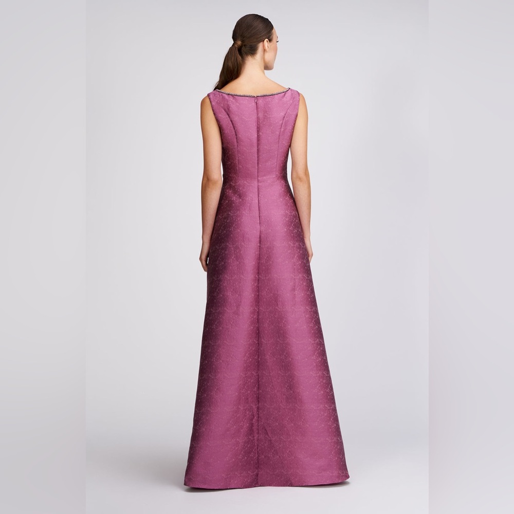 Kay Unger Penelope Gown Size 14 Berry Sorbet Jacquard A Line Formal Evening Dres - Picture 3 of 10